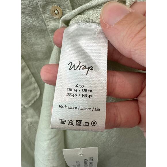 WRAP LONDON | 100% Linen Long Sleeve Button Down Shirt Mint Green NWT | Size 10 - Picture 7 of 8